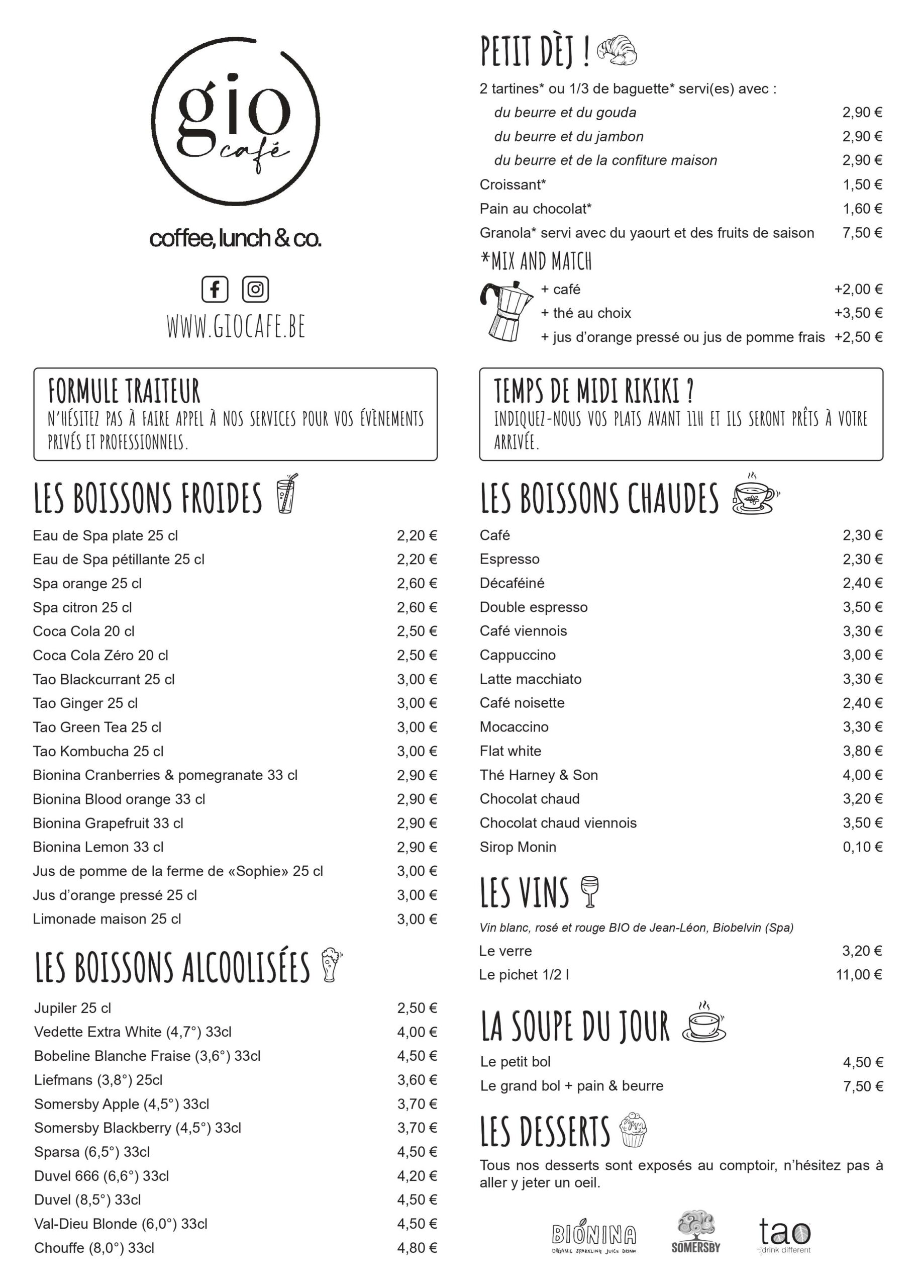 A déguster sur place Gio Café