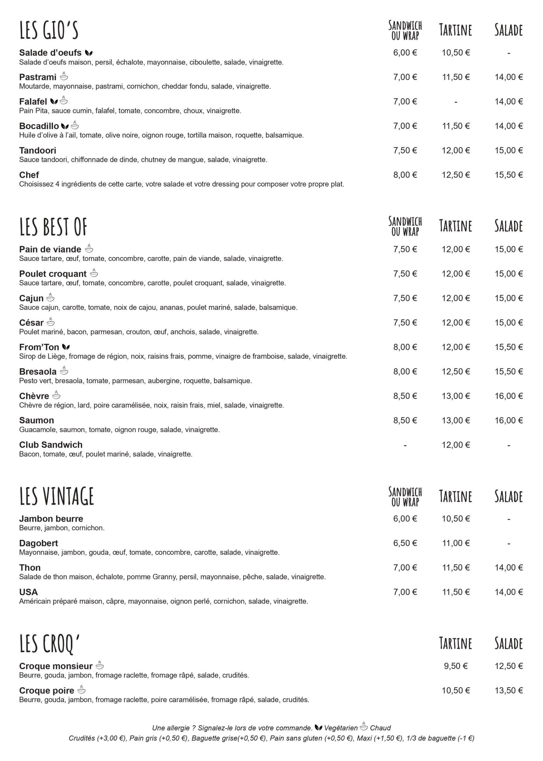 A déguster sur place Gio Café